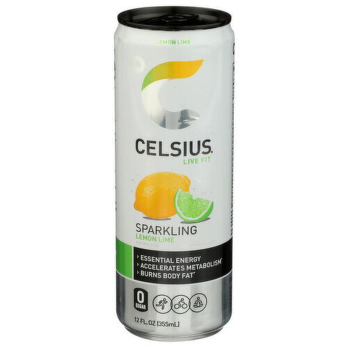 CELSIUS Lemon Lime Sparkling Single Can - 12 Fluid Ounce