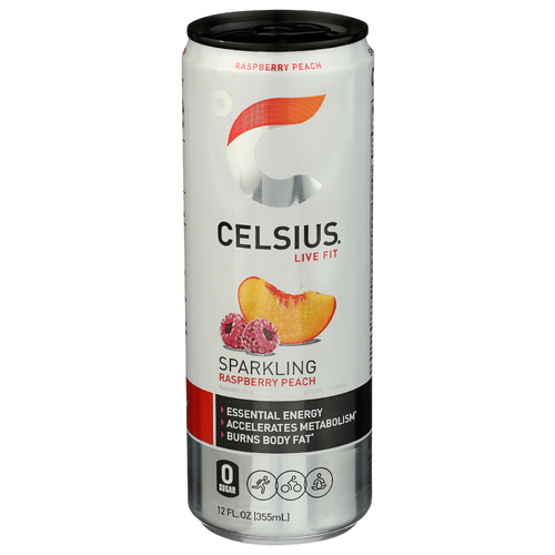 CELSIUS Rasberry Peach Sparkling Single Can - 12 Fluid Ounce