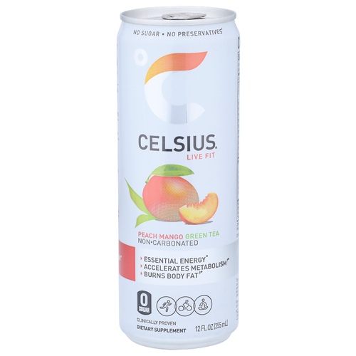 Celsius Peach Mango Green Tea - 12 Fluid Ounce