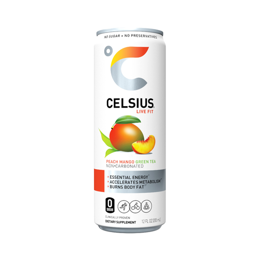 Celsius Live Fit Energy Drink Peach Mango Green Tea - 12 Fluid Ounce