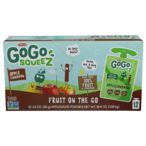 Gogo Squeez Apple Cinn 12/3.2Z - 3.2 Ounce - 12 Count