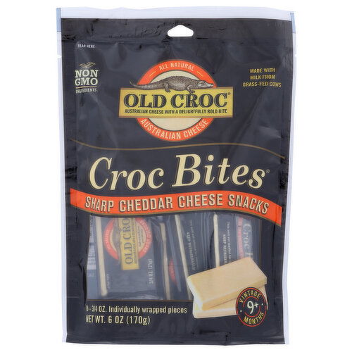 OLD CROC Cheese Sharp Bites Retail Bag - 8 Count