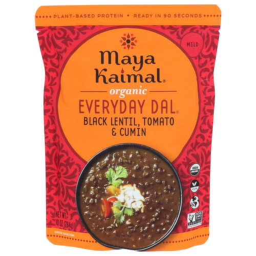 Maya Kaimal Black Lentils With Tomato And Cumin Pouch Organic Everyday Dal Tomato & Cumin - 10 Ounce