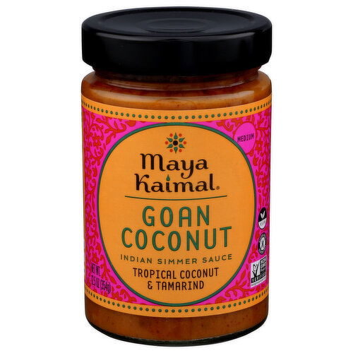 Maya Kaimal Goan Coconut Shelf Stable Jarred Sauce Glass Tropical And Tamarind Indian Simmer - 12.5 Ounce