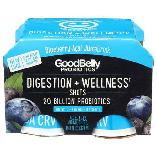 Goodbelly Blueberry Acai Digestion + Wellness Shot - 2.7 Fluid Ounce - 4 Count