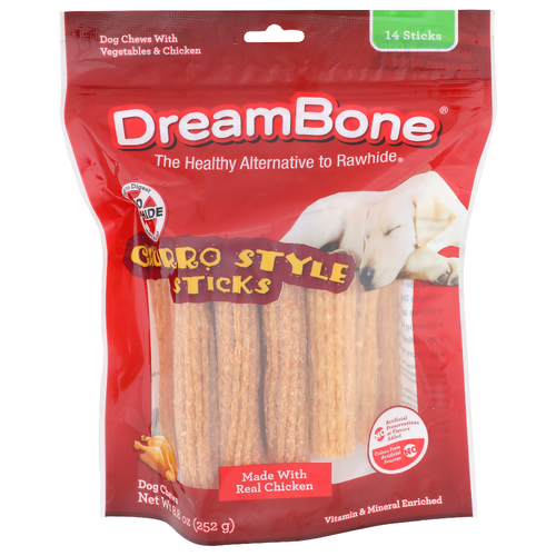 Dreambone Dog Chews With Vegetables & Chicken Churro Style Sticks - 0.629 Ounce - 14 Count