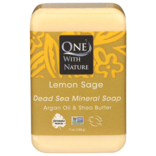 ONE WITH NATURE Lemongrass Bar Soap Dead Sea Lemon Sage - 7 Ounce