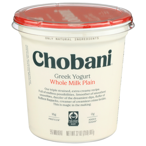 Chobani Whole Milk Plain Greek Yogurt - 32 Ounce