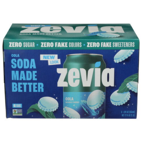 Zevia Zero Sugar Cola Soda - 12 Fluid Ounce - 6 Count