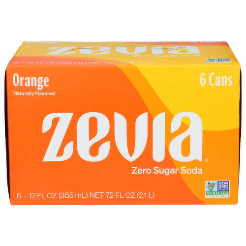 ZEVIA Zero Sugar Orange Soda - 12 Fluid Ounce - 6 Count
