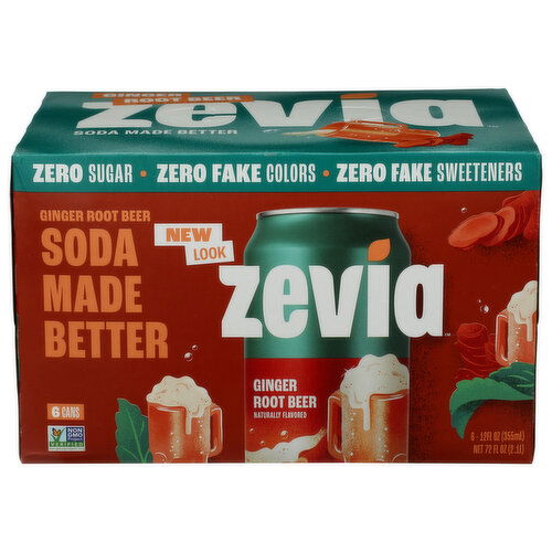 Zevia Zero Sugar Ginger Root Beer Soda - 12 Fluid Ounce - 6 Count