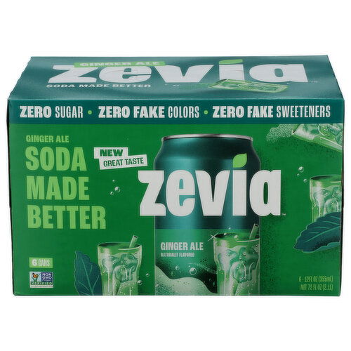 Zevia Zero Sugar Ginger Ale Soda - 12 Fluid Ounce - 6 Count