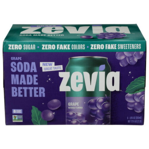 Zevia Zero Sugar Grape Soda - 12 Fluid Ounce - 6 Count