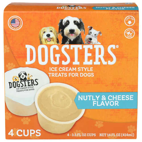 DOGSTERS Nutly & Cheese Flavor Ice Cream Style Treats For Dogs - 3.5 Fluid Ounce - 4 Count