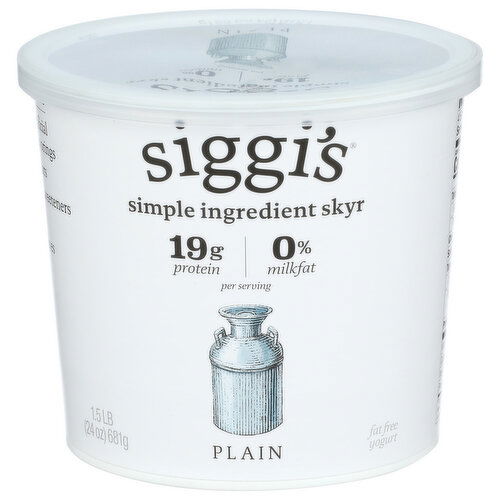 SIGGI'S Plain Strained Nonfat Icelandic Skyr - 1.5 Pound