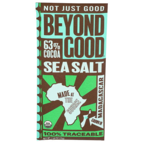 Beyond Good Chocolate 63% Cocoa Dark With Sea Salt Heirloom Chocolate, Madagascar, Cocoa, And Nibs - 2.64 Ounce