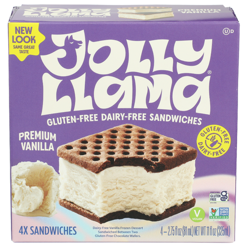 Jolly Llama Premium Vanilla Gluten Free Sandwiches - 2.75 Fluid Ounce - 4 Count