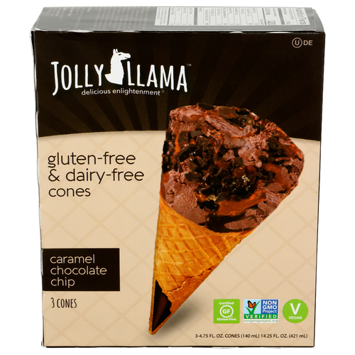 Jolly Llama Caramel Chocolate Chip Cones - 4.75 Fluid Ounce - 3 Count