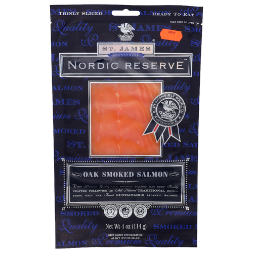 St. James Smokehouse Thinly Sliced Oak Smoked Salmon - 4 Ounce
