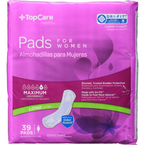 TopCare Pads, for Women, Long, Maximum