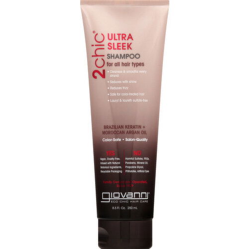 Giovanni Shampoo, Ultra Sleek, Brazillian Keratin + Moroccan Argan Oil