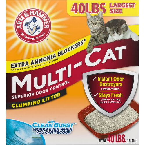 Arm & Hammer Clumping Litter, with Clean Burst, Multi-Cat, Largest Size