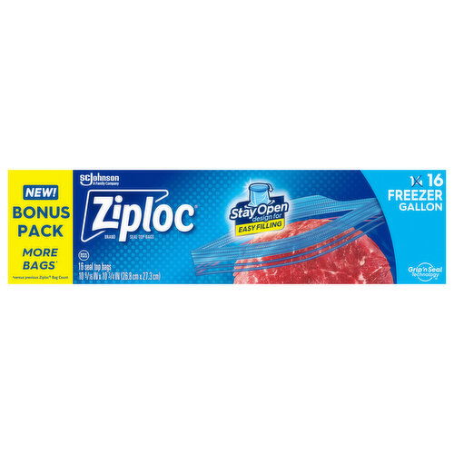 Ziploc Seal Top Bags, Freezer, Gallon, Bonus Pack