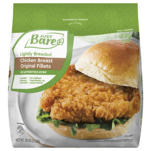 Just Bare Lightly Breaded Chicken Breast Fillets - 1.5 Pound