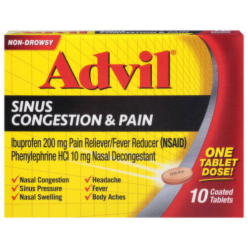 Advil Sinus Congestion & Pain, Non-Drowsy, Coated Tablets