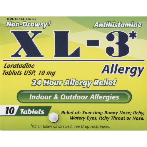 XL 3 Allergy Relief, 24 Hour, Non-Drowsy, 10 mg, Tablets