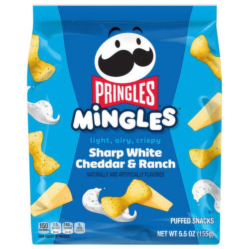 Pringles Sharp White Cheddar & Ranch Puffed Snacks - 5.5 Ounce