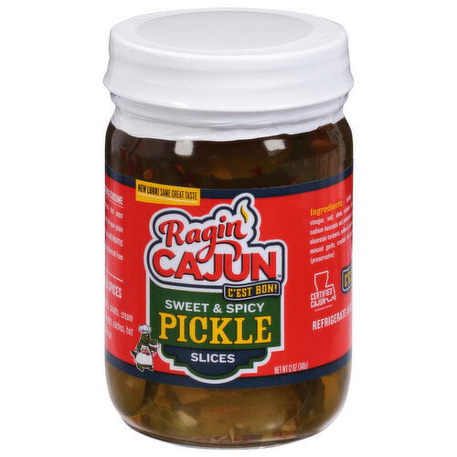 Ragin' Cajun Pickle, Sweet & Spicy, Slices - 12 Ounce