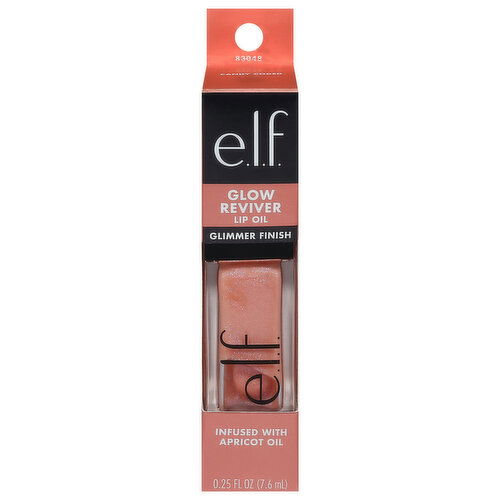 e.l.f. Lip Oil, Glow Reviver, Glimmer Finish, Candy Coded - 0.25 Fluid Ounce
