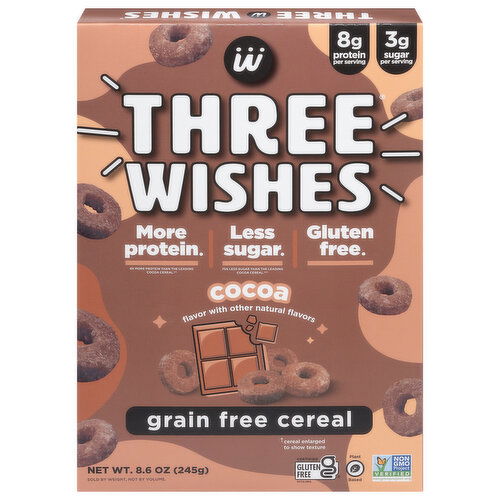 Three Wishes Cereal, Grain Free, Cocoa Flavor - 8.6 Ounce