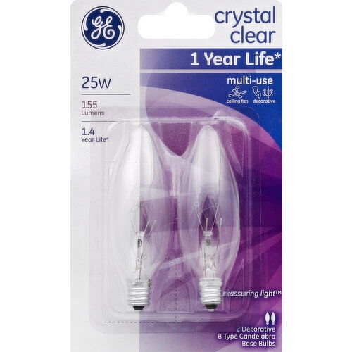 GE Light Bulbs, Crystal Clear, 25 Watts