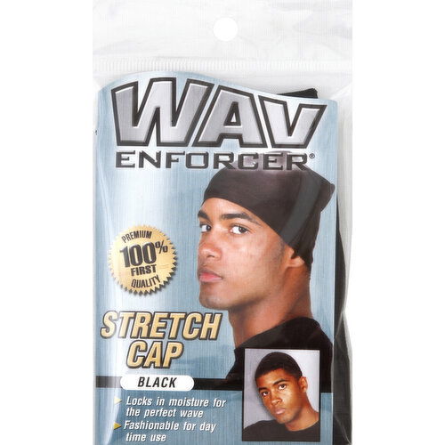 Wav Enforcer Stretch Cap, Spin, Black - 1 Each