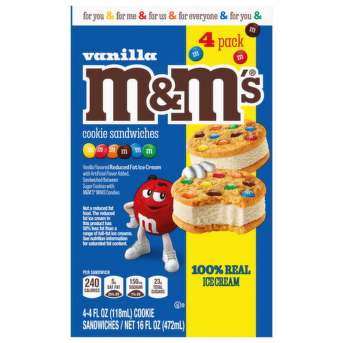 M&M's Cookie Sandwiches, Vanilla, 4 Pack