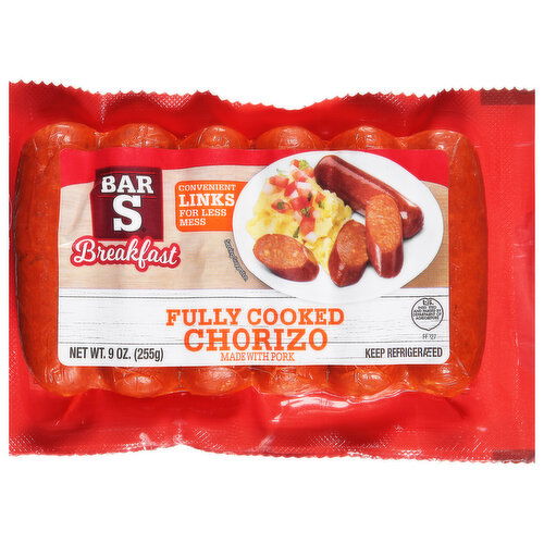 Bar S Chorizo, Breakfast, Fully Cooked