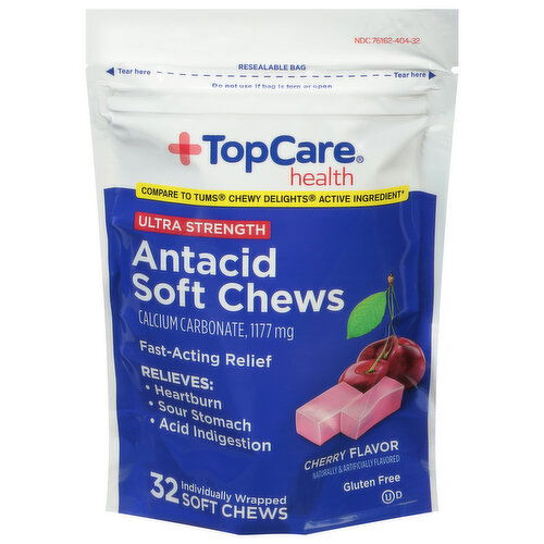 TopCare Antacid, Ultra Strength, 1177 mg, Cherry Flavor, Soft Chews