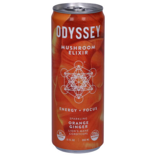 Odyssey Mushroom Elixir, Orange Ginger, Energy + Focus, Sparkling