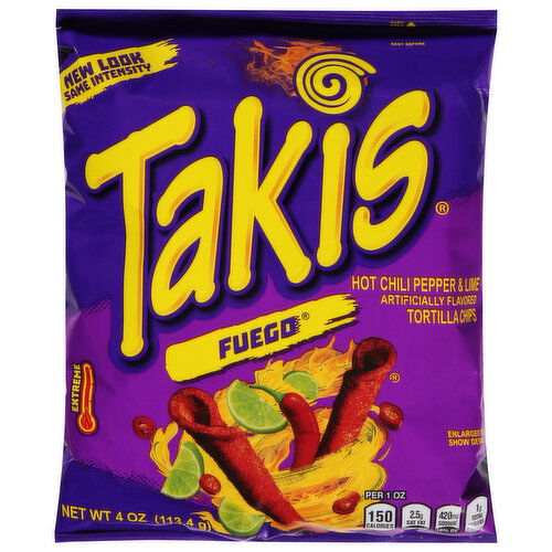 Takis Tortilla Chips, Hot Chili Pepper & Lime, Extreme