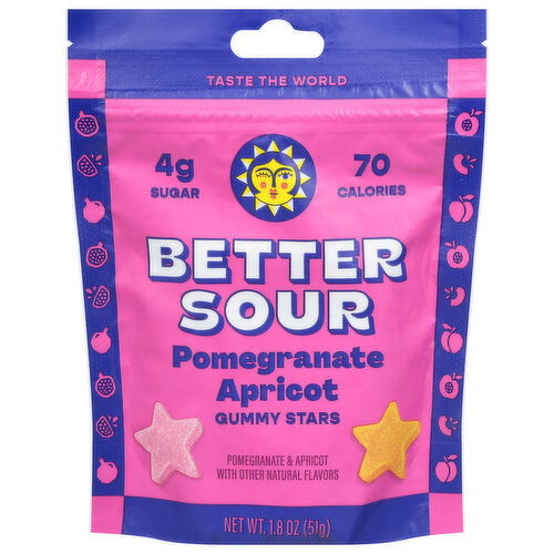 Better Sour Gummy Stars, Pomegranate Apricot - 1.8 Ounce