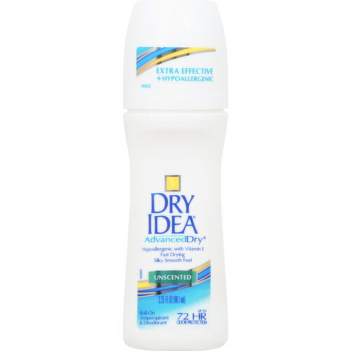 Dry Idea Antiperspirant & Deodorant, Unscented, Roll-On