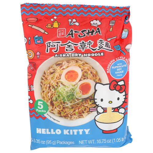 A-SHA Supercute Soy Sauce Hello Kitty Mandarin Style Noodles - 3.35 Ounce - 5 Count Image 1 of 4
