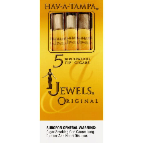 HAV-A-TAMPA Cigars, Birchwood Tip, Original - 5 Each