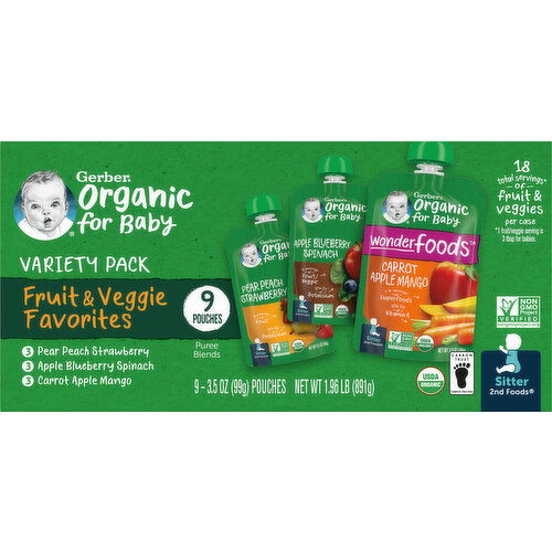 Gerber Baby Food, Fruit & Veggies Favorites, Variety Pack