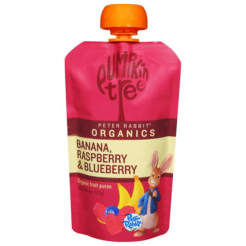 Pumpkin Tree Fruit Puree, Organic, Banana, Raspberry & Blueberry - 4 Ounce