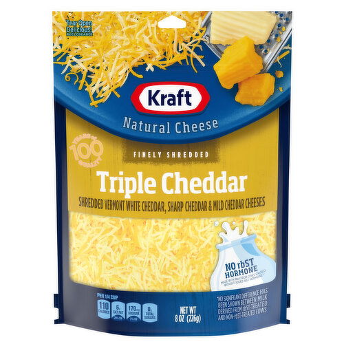 Kraft Finely Shredded Cheese, Triple Cheddar