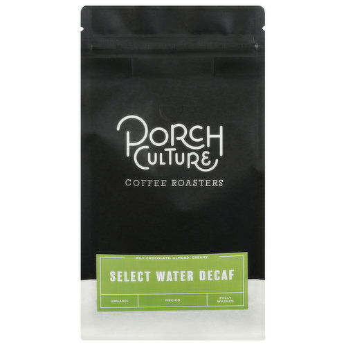 Porch Culture Coffee Roasters Coffee, Whole Bean, Select Water Decaf