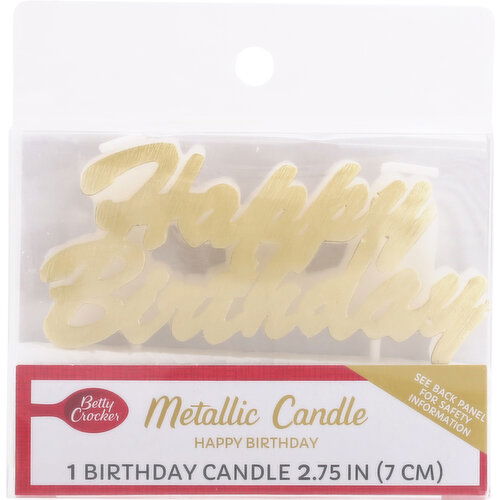 Betty Crocker Metallic Candle, Happy Birthday, 2.75 Inch - 1 Each